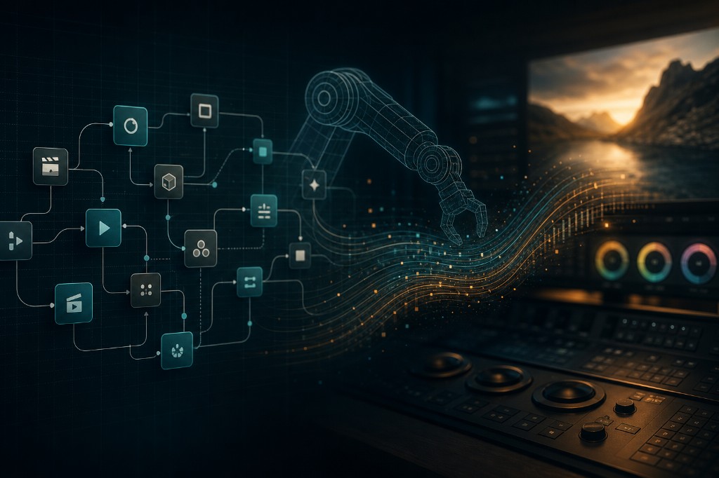Workflow a nodi, automazione e console di color grading: AI agentica applicata al lavoro creativo e alla post-produzione